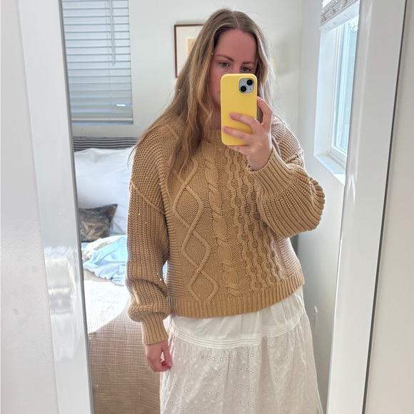Free People Sweaters - Free People Camel Cotton Cable Knit Sweater